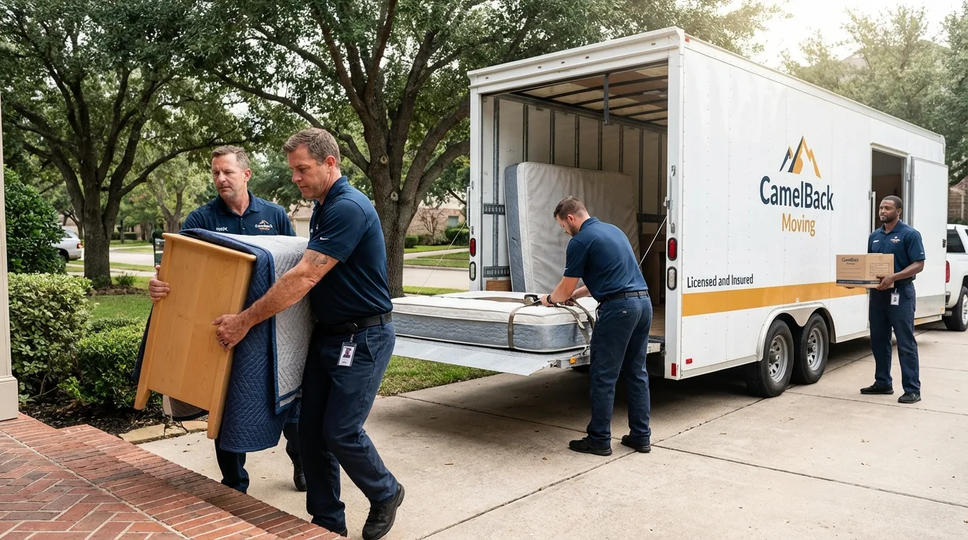 Crew loading residential truck for cross-state move from Kershaw, SC